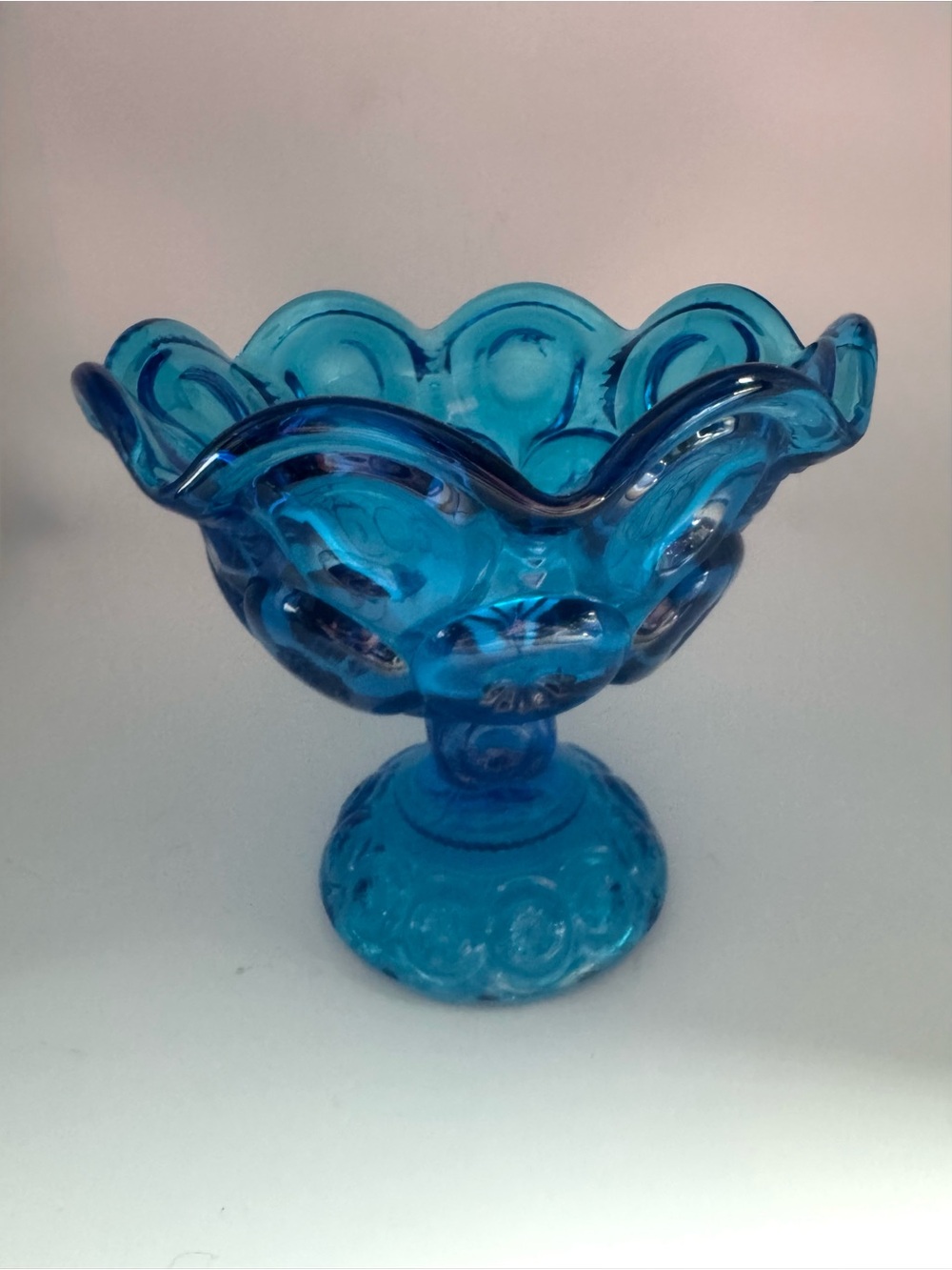 LE Smith Moon & Stars Blue Glass Compote
